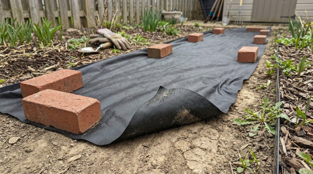 防草シートの固定方法NG例