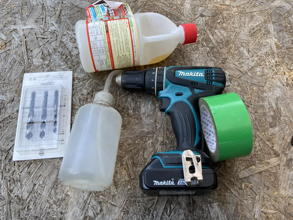 竹を枯らせるのに必要な道具